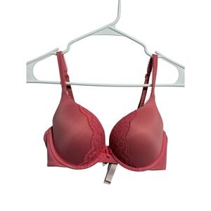 Victorias Secret Body By‎ Victoria Perfect Shape Bra Pink Lace Logo Strap 32D